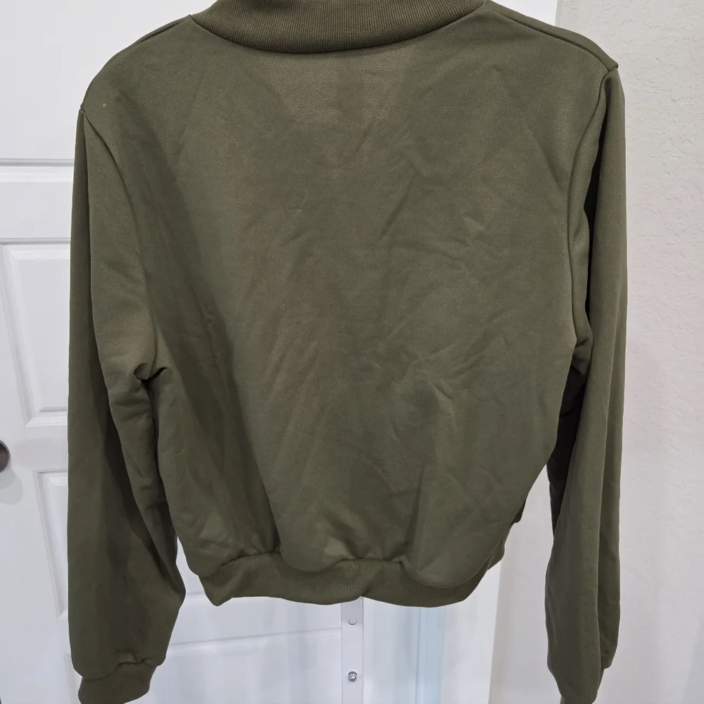 WOMEN'S GREEN CASUAL BOMBER JACKET SIZE MEDIUM